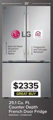 Leon's GREAT BUY 25.1 Cu. Ft. Counter Depth French Door Fridge-LF25BZH42S offer