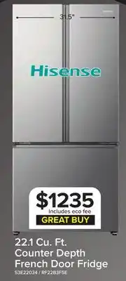 Leon's 22.1 Cu. Ft. Counter Depth French Door Fridge offer