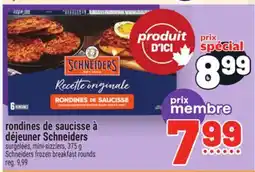Metro RONDINES DE SAUCISSE À DÉJEUNER SCHNEIDERS | FROZEN BREAKFAST ROUNDS offer