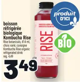 Metro BOISSON RÉFRIGÉRÉE BIOLOGIQUE KOMBUCHA RISE | KOMBUCHA RISE ORGANIC REFRIGERATED DRINK offer