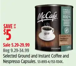 Canadian Tire McCafe Selected Ground and Instant Coffee and Nespresso Capsules offer