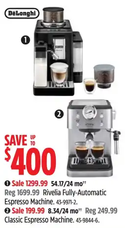Canadian Tire DeLonghi Rivelia Fully-Automatic Espresso Machine offer