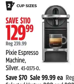 Canadian Tire DeLonghi Pixie Espresso Machine, Silver offer