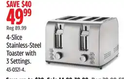 Canadian Tire Stainless-Steel Toaster with 3 Settings offer