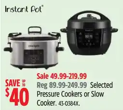 Canadian Tire Instant Pot Pressure Cookers or Slow Cooker offer