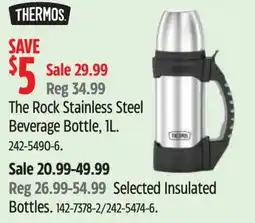 Canadian Tire Thermos the rock stainless steel beverage bottle offer