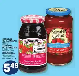 Marché Bonichoix SMUCKER'S (500 mL), DOUBLE FRUIT (375 or 500 mL)JAM, SPREAD OR MARMALADE offer