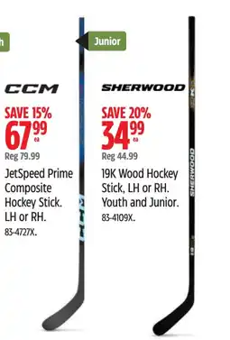 Canadian Tire Sherwood 19K Wood Hockey Stick offer