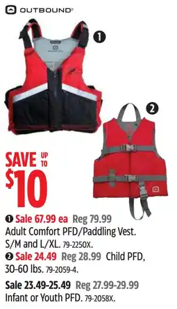 Canadian Tire Outbound adult comfort pfd/paddling vest offer
