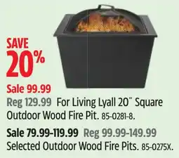 Canadian Tire Living Lyall 20" Square Outdoor Wood Fire Pit offer