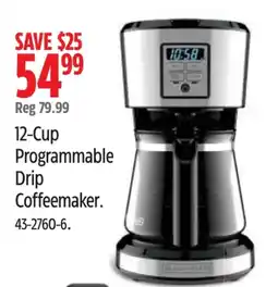 Canadian Tire Black & Decker 12-Cup Programmable Drip Coffeemaker offer