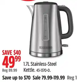 Canadian Tire Black & Decker 1.7L Stainless-Steel Kettle offer