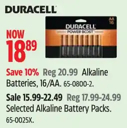 Canadian Tire Duracell alkaline batteries offer