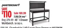 Canadian Tire Mastercraft 48" 1-Drawer Workbench offer