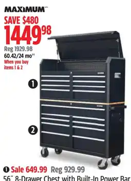 Canadian Tire Maximum 56" 8-Drawer Chest with Built-In Power Bar offer