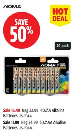 Canadian Tire Noma 40/AA Alkaline Batteries offer