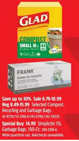 Canadian Tire Frank compost bags offer