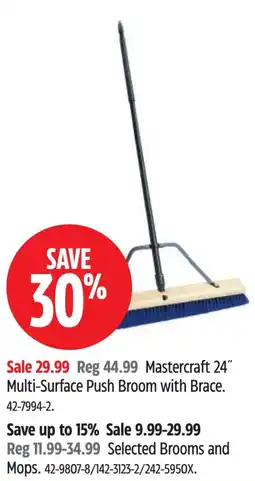 Canadian Tire Mastercraft 24" Multi-Surface Push Broom with Brace offer