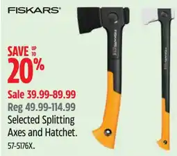 Canadian Tire Fiskars selected splitting axes and hatchet offer