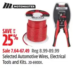 Canadian Tire Motomaster selected automotive wires, electrical tools and kits offer