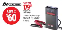 Canadian Tire Motomaster 2200a lithium jump starter & tire inflator offer