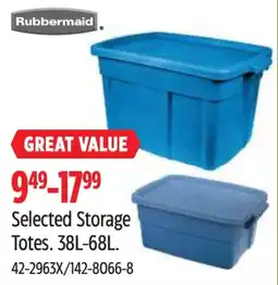 Canadian Tire Rubbermaid selected storage totes offer