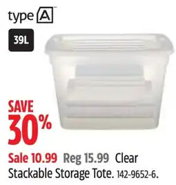 Canadian Tire Type A Clear Stackable Storage Tote offer
