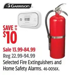 Canadian Tire Garrison selected fire extinguishers and home safety alarms offer