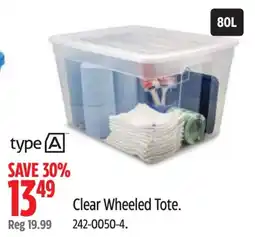 Canadian Tire Type A Clear Wheeled Tote offer
