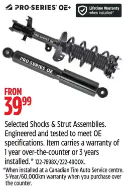 Canadian Tire Pro-series oe+ shocks & strut assemblies offer