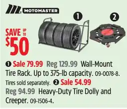Canadian Tire Motomaster wall-mount tire rack offer