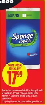 Canadian Tire Sponge Towels Ultra Choose-A-Size Paper Towels. 2-ply, 12-pack offer