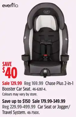 Canadian Tire evenflo chase plus 2-in-1 booster car seat offer