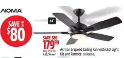 Canadian Tire Noma ashton 6-speed ceiling fan with led light kit and remote offer