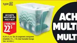 Canadian Tire Type A 72L Clear Stackable Storage Tote offer