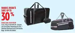 Canadian Tire Selected Sherwood and CCM Hockey Bags offer