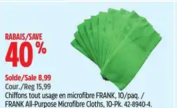 Canadian Tire FRANK All-Purpose Microfibre Cloths, 10-Pk offer
