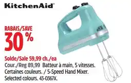 Canadian Tire KitchenAid 5-Speed Hand Mixer. Selected colours offer