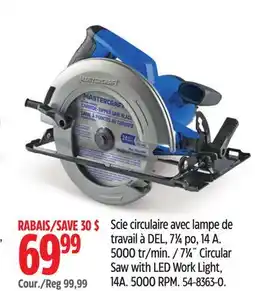 Canadian Tire Mastercraft 7 1⁄4˝ Circular Saw with LED Work Light offer