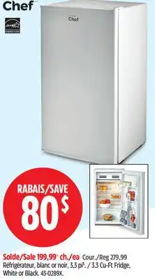 Canadian Tire MASTER CHEF 3.3 Cu-Ft Fridge, White or Black offer