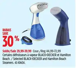 Canadian Tire Selected BLACK+DECKER and Hamilton Beach Steamers offer