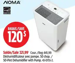 Canadian Tire NOMA 50-Pint Dehumidifier with Pump offer