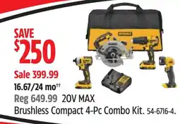 Canadian Tire DeWalt 20V MAX Brushless Compact 4-Pc Combo Kit offer