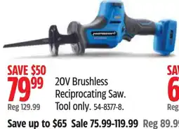 Canadian Tire Mastercraft 20V Brushless Reciprocating Saw offer