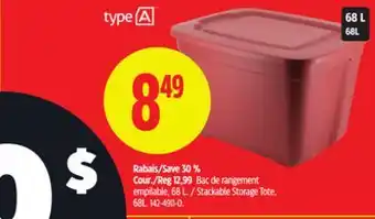 Canadian Tire TYPE A Stackable Storage Tote offer