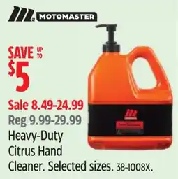 Canadian Tire Motomaster heavy-duty citrus hand cleaner offer