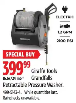 Canadian Tire Giraffe Tools Grandfalls Retractable Pressure Washer offer