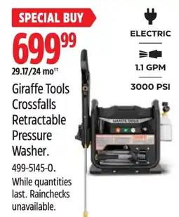 Canadian Tire Giraffe Tools Crossfalls Retractable Pressure Washer offer