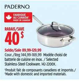 Canadian Tire Selected Stainless-Steel Cookware offer