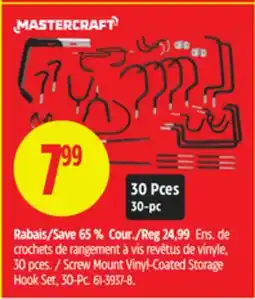 Canadian Tire Mastercraft Screw Mount Vinyl-Coated Storage Hook Set, 30-Pc offer